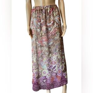 Chico’s Chiffon Brown Purple Hippie Boho Eclectic Western Floral Maxi Skirt